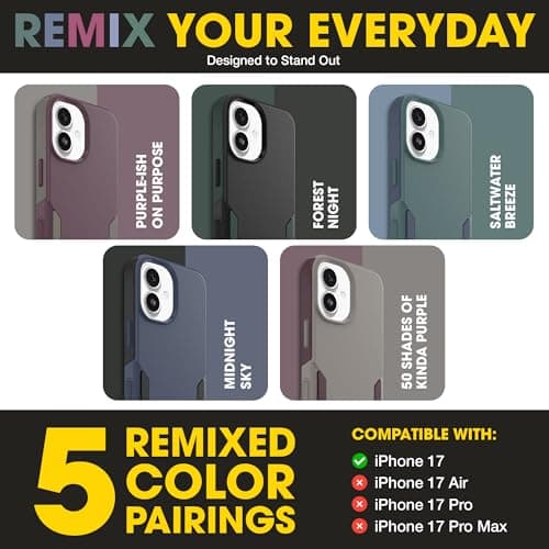 OtterBox iPhone 17 (Only) – Commuter Series Case – Built-in MagSafe – Thin, Dual-Layer, Pocket-Friendly, Port Cover – 50 Shades of Kinda Purple — view 7