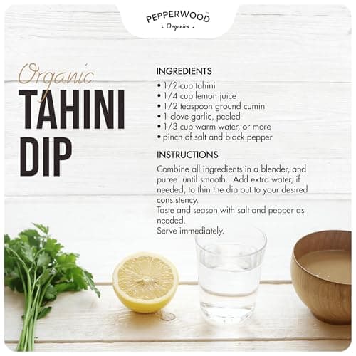 Organic Whole Sesame Tahini Paste - Unhulled & Stone-Ground - Silky Smooth Texture in Hummus, Dips, Dressings - Unsalted, Nut-Free, Kosher, Paleo, Keto 330g Glass Jar (2-Pack) — view 3