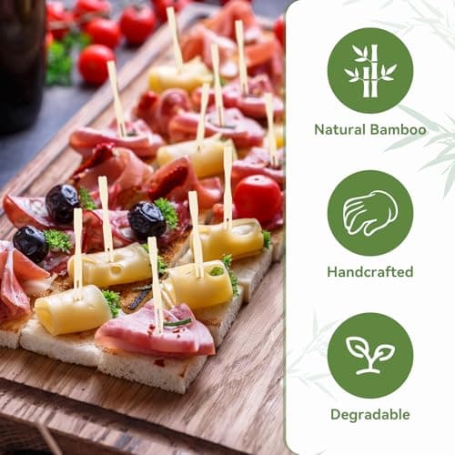 100PCS Cocktail Picks, Fancy Forks for Appetizers, Decorative Skewers for Appetizers Drinks Party Fruit, 3.5 Inch Long Wooden Bamboo Food Forks Charcuterie Boards Accessories — view 2