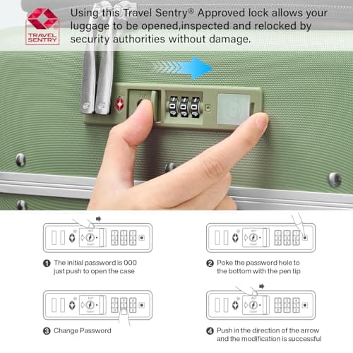 Hanke 28 Inch Checked Luggage with Cup Holder and USB Ports, Top Opening Hard Shell Suitcase with Wheels, Aluminum Frame Large Trunk Luggage with Foldable Divider & TSA Lock for Travel, Bamboo Green — view 7