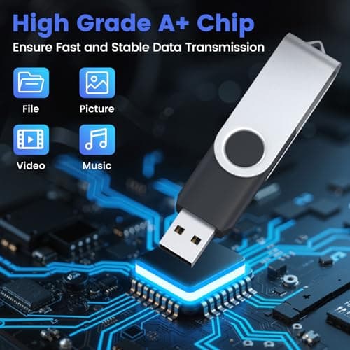 ABLAZE USB Stick 1GB 100 Pack, USB 2.0 Flash Drive 1GB with Lanyards Swivel Thumb Drives Memory Stick 100PCS (Black) — view 2