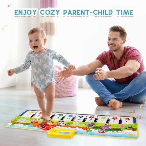 M SANMERSEN Piano Mat, 39.5 inch X 14 inch Musical Mat 8 Instrument Sounds Piano Mat for Toddlers Touch Play Dancing Mat Toy for 1 2 3 Year Old Girls Boys Gifts — view 4