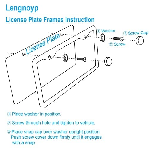 2PCS Premium Matte Black License Plate Frames, Solid Rust-Proof Aluminum Holder with 2 Holes, Universal Car Frame for Women and Man, Including Screws, by Lengnoyp. — view 5