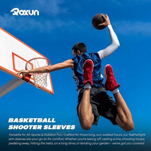 ROXUN 2 Pairs Arm Sleeves, Cooling UV Sun Protection Sports Compression for Men/Women Black+White — view 2