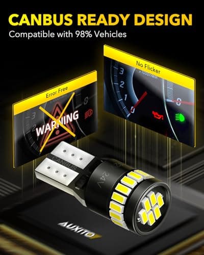 AUXITO 194 LED Light Bulb 6000K White 168 2825 W5W T10 Wedge 24-SMD 3014 Chipsets LED Replacement Light Kit Error Free for Car Interior Dome Map Door License Marker Lights, Pack of 10 — view 5