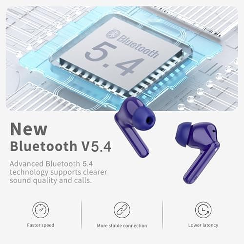 Wireless Earbuds, 2026 Bluetooth Ear Buds 5.4 Mini HiFi Stereo with 4 ENC Noise Cancelling Mics Wireless Headphones, in Ear Earphones 40H IP7 Waterproof, USB C, Bluetooth Earbuds for Sports, Gym, Blue