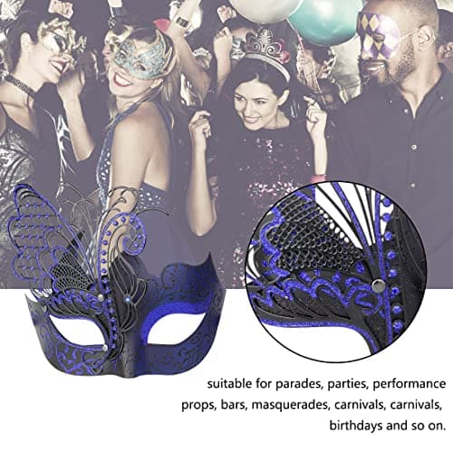IETANG One Pair Couple's Gorgeous Venetian Masquerade Masks Party Costumes Accessory (Butterfly-blue) — view 7