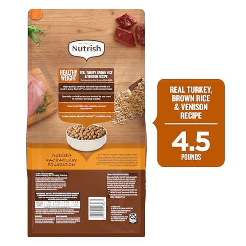 Nutrish Rachael Ray Healthy Weight Adult Dry Dog Food Real Turkey, Brown Rice & Venison Recipe, 4.5 lb. Bag — view 2