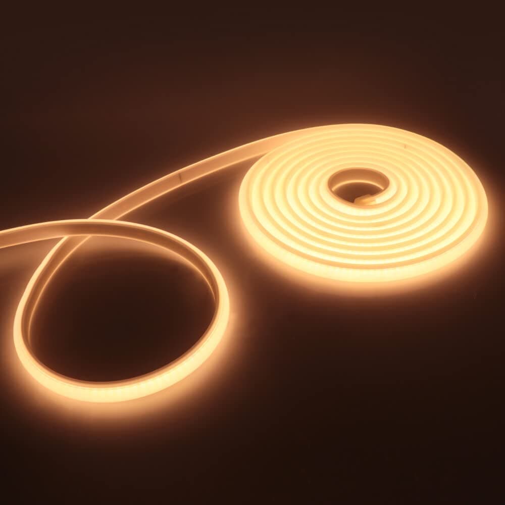 Flexible COB Neon Light Strip, 220V LED Strip 288 LEDs/m, Cut to 50cm, IP65 Waterproof Modified Silica Gel Rope Light with UK Plug Power Supply (0.5m, Warm White) — view 2