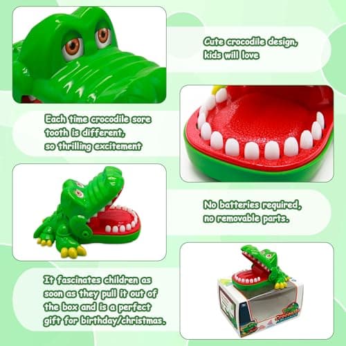 iShyan Crocodile Teeth Game for Kids Ages 4+, Alligator Tooth Game Push Teeth Down Toy, Funny Chomping Mouth Bite Surprise Games, No Batteries Travel Family Party Toy for Boys Girls — view 3