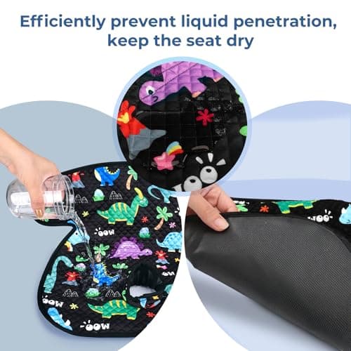 COOLBEBE Car Seat Protector for Potty Training, Dry Waterproof Car Seat Liner Toilet Training for Baby Toddler, Piddle Pads Cover Pad for Strollers & Carseat (Dinosaur) — view 2