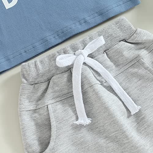Baby Boy Fathers Day Outfit Toddler Daddy Dad Mamas Matching Summer Clothes Letters Short Sleeve T-shirt Shorts Set (B6 DAD Blue, 3-6 Months) — view 4