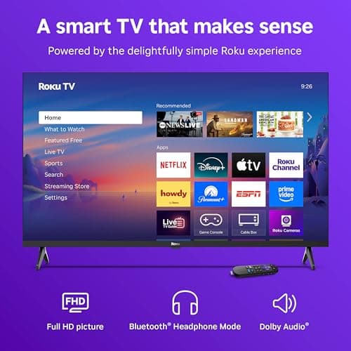 Roku Smart TV – 40-Inch Select Series, 1080p Full HD TV – Roku TV with Voice Remote – Flat Screen LED Television with Wi-Fi for Streaming Live Local News, Sports, Family Entertainment — view 2