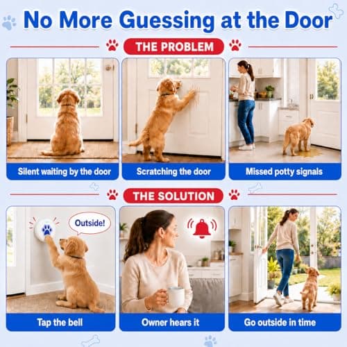 ChunHee Dog Bells Potty Training - Dog doorbell with 36 Custom Sounds Chew-Proof & Adjustable Volume (0-115dB) Puppy Training to Go Outside (Blue, 1 Pack) — view 2