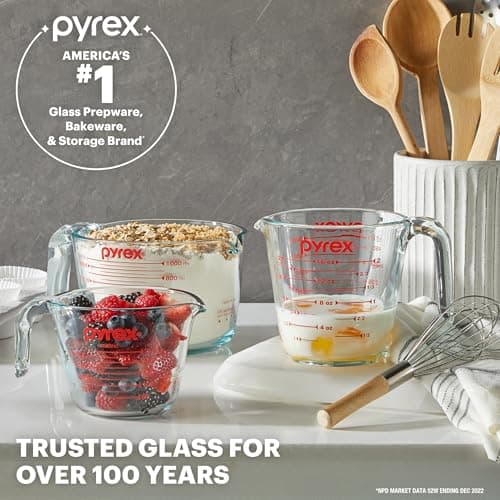 Pyrex Essentials (3-Pack) Glass Measuring Cups Set, (1, 2 & 4 Cup) Measuring Cups For Prepping, Baking and Cooking, Preheated Oven, Dishwasher, Freezer, and Microwave Safe — view 4