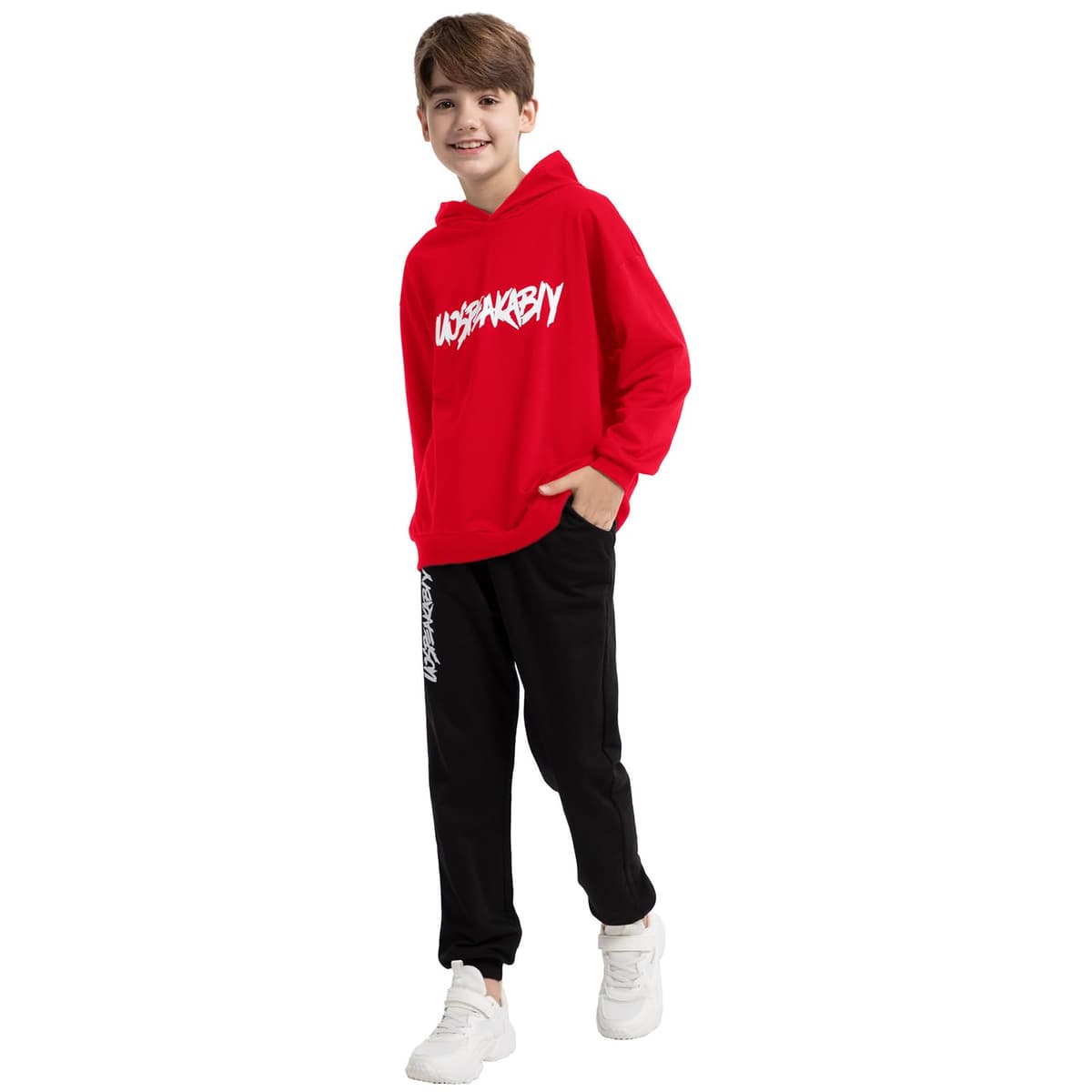amropi Chándal Niños 2 Piezas Set Sudadera con Capucha y Pantalones Deportivo Jogging Conjunto Ropa 2-15 años — view 3