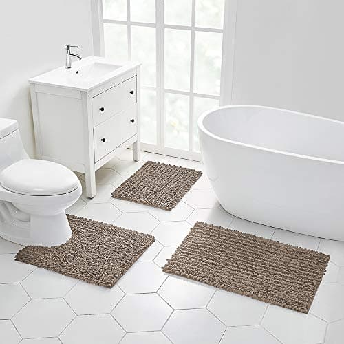 Walensee Large Bathroom Rug Non Slip Bath Mat (72x24 Inch Taupe) Water Absorbent Super Soft Shaggy Chenille Machine Washable Dry Extra Thick Perfect Absorbant Best Plush Carpet for Shower Floor — view 7