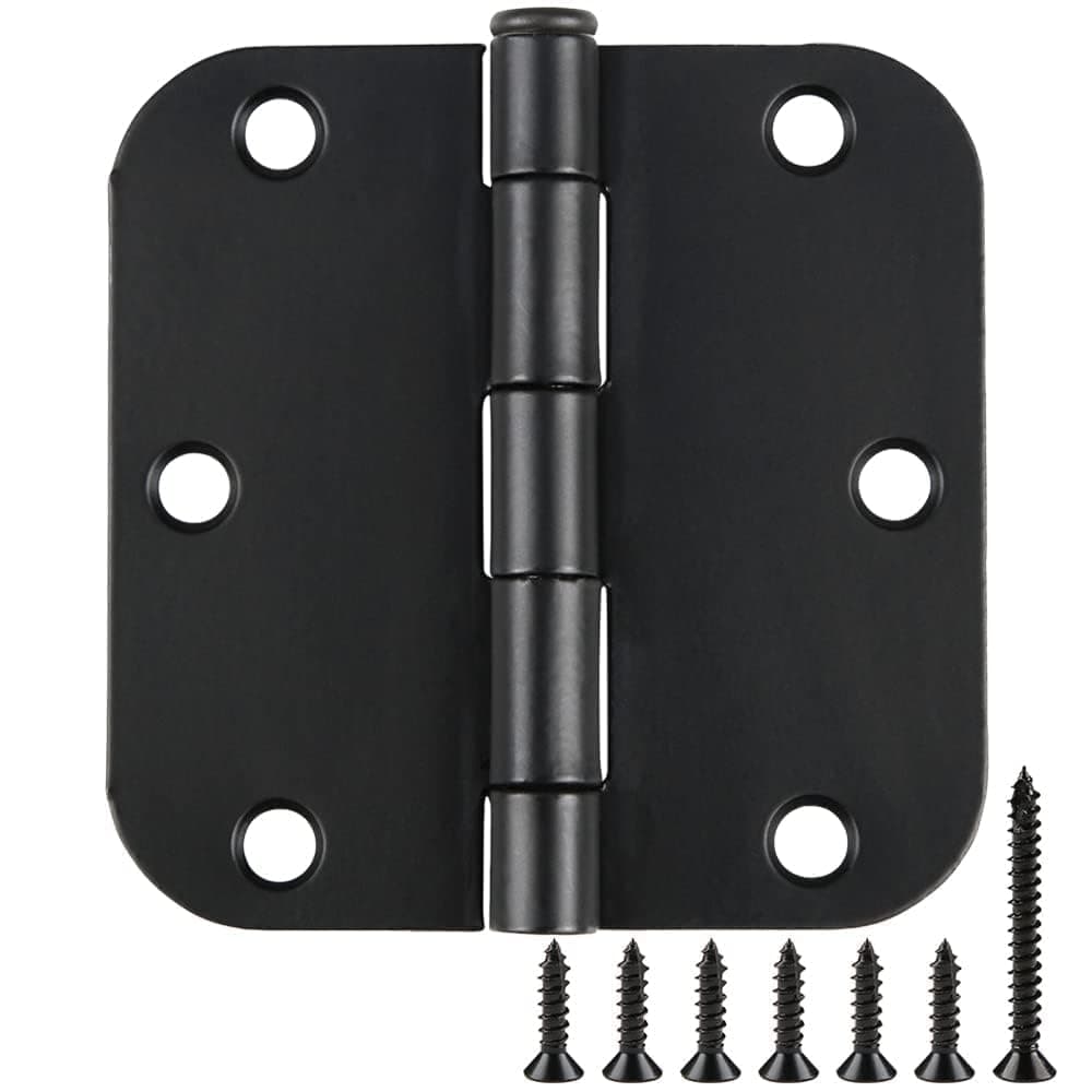 1 Pack Ball Bearing Door Hinges Matte Black 3.5 Inch 5/8" Radius Round Anti Squeak Interior 3-1/2"Flat Iron Bifold Standard Office Bedroom Indoor for Doors 3 ½" Hardware Home House Decor Accessories — view 22