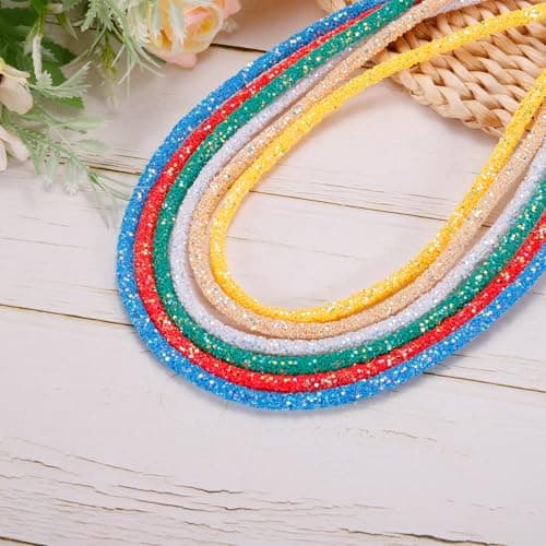 MECCANIXITY 5 Yard 6mm 0.24 inch Glitter Sequins Rope Sequins Rhinestone Tube Cord for DIY Wedding Dresses Costume Clothing Shoes Jewelry Accessory Gray Silver — view 4