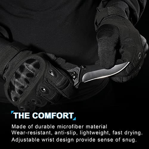 WTACTFUL Touchscreen Motorcycle Tactical Full Finger Gloves for Airsoft Paintball Cycling Motorbike ATV Hunting Hiking Riding Racing Climbing Operating Work Outdoor Sports Gloves Size Small Black — view 4