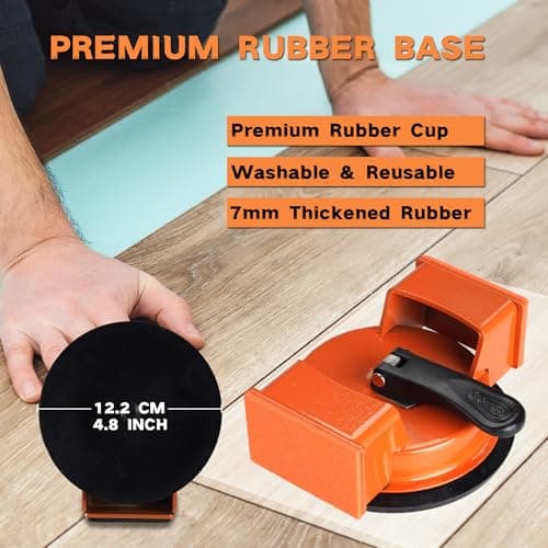 REXBETI Floor Gap Fixer Tool, Plank Gap Repair Kit, Heavy Duty Suction Cup Laminate Flooring Tool, Double Widened Striking Face, 10pcs Sticky Pads for Fixer Laminate/Vinyl Flooring/Hardwood — view 3