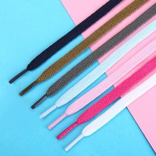 Handshop 2Pair Flat Shoelaces 5/16" - Shoe Laces Replacements For Sneakers and Athletic Shoes Boots White 114cm — view 4