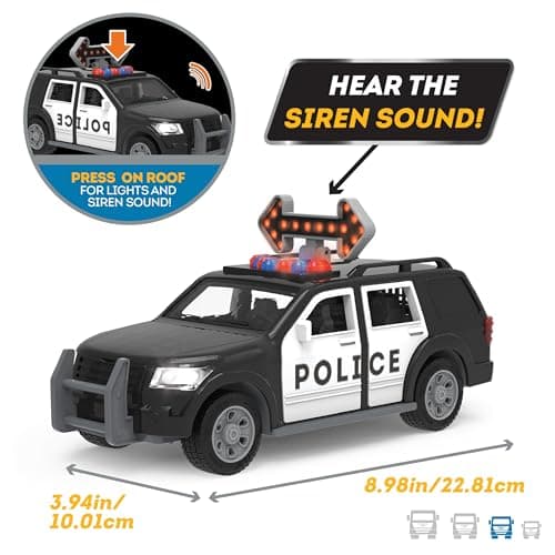 Driven by Battat – 7-Inch Police SUV Toy with Lights & Sounds, Rescue Vehicle for Boys & Girls, Durable Design, Realistic Details, Gift 3+ Years Toy for Kids — view 3