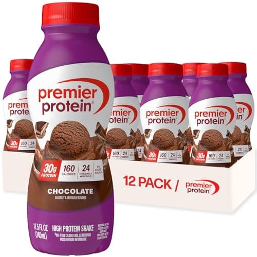 Premier Protein Shake, Chocolate, 30g Protein, No Added Sugar, 24 Vitamins & Minerals to Support Immune Health, Gluten-Free,11.5 fl oz (12 Pack)