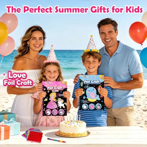 FUNNYB&G Foil Art Craft Kit for Girls 4-10 Years Old: Mess-Free & No-Glue, Create 16 Sparkly Princess Unicorn Pictures – Perfect Travel Toy & Birthday Gift for Kids (Princess) — view 6