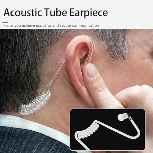Retevis RT22 Walkie Talkie Earpiece with Mic 2 Pin PTT Covert Acoustic Tube Secret Service Earpiece for Retevis H777/RT27/RT68/RT68H, Compatible with Baofeng, PTTalky, Kenwood Walkie Talkies(10 Pack) — view 2