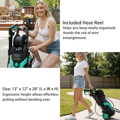 FOTING Power Washer, 4500 PSI Pressure Washer with 4 Quick Connect Nozzle & Foam Cannon&Inlet Hose, High Pressure Washer for Cars/Fences/Patio/Driveways — view 5