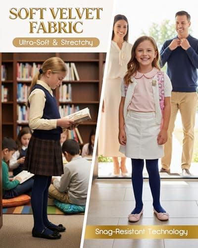 CHUNG Girls Light Weight High Stretchy Footed Legging Lights Students Ballet Bottom, Navy, 8-11Y — view 4