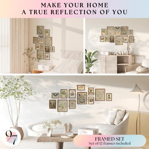 97 Decor 12 Pcs Cottagecore Wall Art Set - Vintage Posters For Room Aesthetic, Botanical Gallery Wall Prints For Bedroom, Cottage Core Room Decor For Home, Dorm, Living Room (Unframed) — view 3