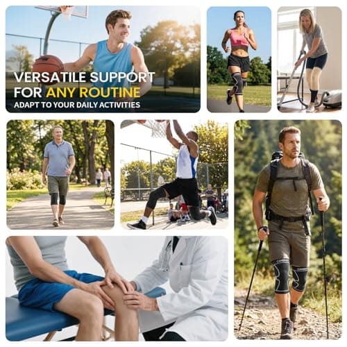 CAMBIVO Compression Knee Braces for Men and Women,2 Pack Knee Support Sleeve for Running, Hiking, Basketball, Sports, Workout, ACL,Arthritis,Joint Pain Relief(Black Gray, Large) — view 4