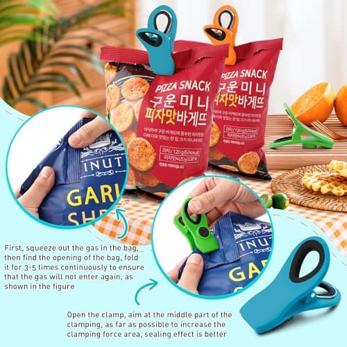 FINDMAG Chip Clips Bag Clips, 12 Pack Bag Clip for Food Storage, Magnetic Chip Clip for Chips, Refrigerator, Kitchen Organization, Office Paper Clamps, Cloth Pins, RV Accessories, Multicolor — view 3