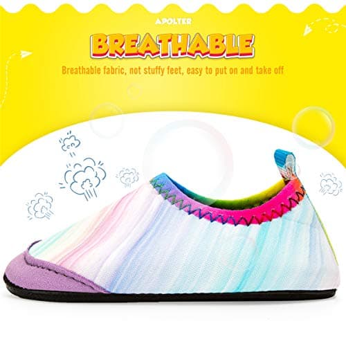 APOLTER Baby Boys and Girls Swim Water Shoes Barefoot Aqua Socks Non-Slip for Beach Pool Toddler Kids — view 5