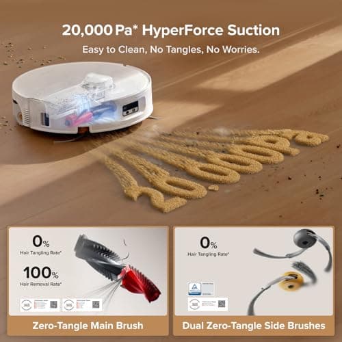 roborock Qrevo Curv 2 Flow Robot Vacuum and Mop, SpiraFlow Real-Time Self-Cleaning Roller Mop, 20,000 Pa, Dual Zero-Tangle System, AI Obstacle Avoidance, Heat-Washes & Dries Mop, Carpet Protection — view 3
