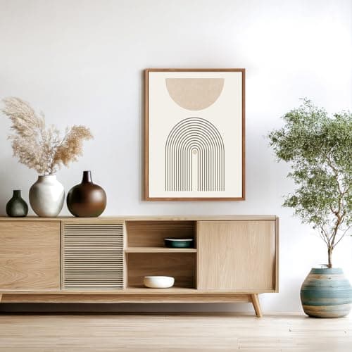 CHDITB Mid-Century Modern Framed Canvas Wall Art Set of 3, Neutral Art Boho Wall Decor, Beige Geometric Wall Painting, Abstract Minimalist Art Prints for Living Room, Bedroom (12X16 Inch) — view 4