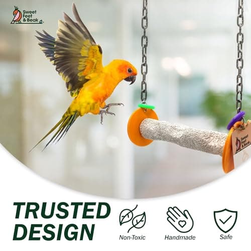 Sweet Feet and Beak Roll Bird Swing - Perch Bird Toys Trims Nails and Beaks, Safe and Non-Toxic Bird Cage Accessories for Small and Large Birds, Swinging Toys Birds Will Love, XL 11 Inches — view 3