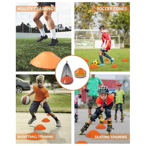 Mumoo Bear 30 Pack Soccer Cones, Disc Cones for Sports Training with Mesh Bag, Sports Cones for Training Drills Practice — view 3