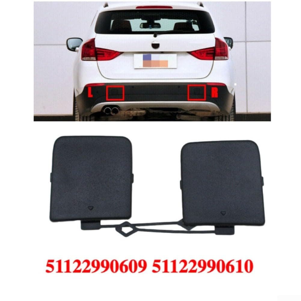 Cubierta de gancho de remolque para BMW para X1 E84 2009-2012, reemplazo lateral izquierdo y derecho, OEM 51122990609 51122990610, tapa de ajuste negro ABS (51122990609 izquierda) — view 2