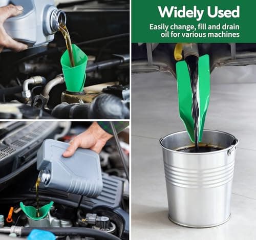 Reusable Flexible Oil Drain Funnel Form a Foldable Bendable Flex Funnel for Car Motorcycle Truck Lawnmower Snowplow Reused Oil Change Spill-Free Filling Draining Tools Easy to Store and Clean — view 5