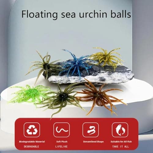 2PCS Sea Urchin Fishing Bait, Soft Plastic Bass Fishing Lure, Lure Bait for Black Pits,Soft Sea Urchin Baits,Soft Artificial Creature Bait Lures for Bass, Freshwater & Saltwater (A) — view 7