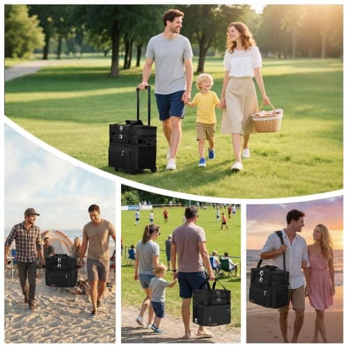 MIYCOO Cooler Bag with Wheels Double Deck - 60 Can Leakproof Insulated Portable Soft Lunch Cooler, Extra Large Expandable Ice Chest Cooler for Beach, Picnic, Camping, Shopping — view 4