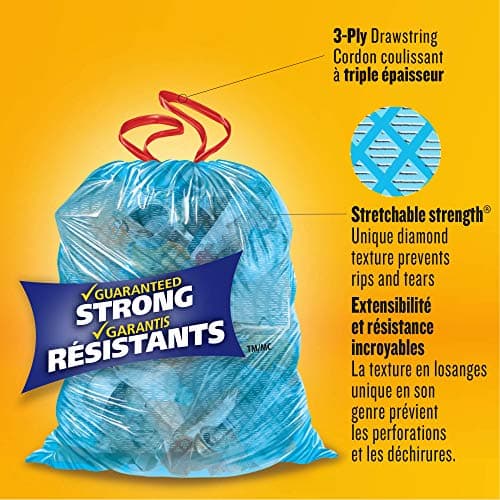 Glad Blue Recycling Bags - Tall 45 Litres - ForceFlex, Drawstring, 50 Trash Bags, Made in Canada of Global Components — view 2