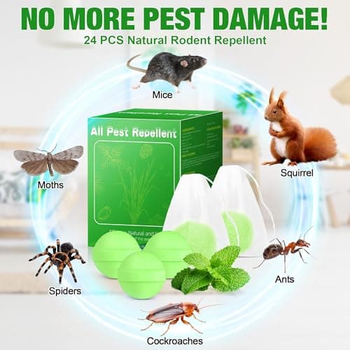 24 Pcs Natural Mouse Rodent Repellent, Peppermint Oil Mouse Deterrent, Against Mice Indoor Outdoor Use for Kitchen, Basement, Car Engines, RV Garage — view 2
