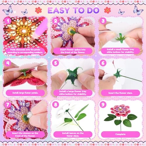 Crafts for 7 8 9 10 11 12 Year Old Girl Gift Ideas: Diamond Painting Gifts for 8-12 Year Old Girls Boys, DIY Butterfly Bouquet Making Diamond Art Kits for Kids Teens Adults Cadeau Fille 8-10 Ans — view 4