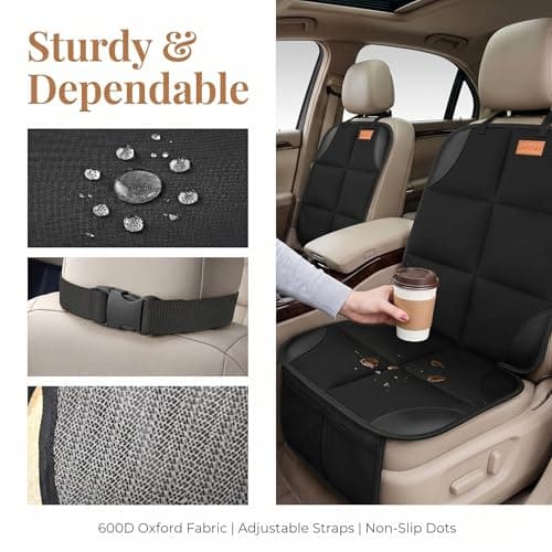 Smart eLf Car Seat Protector, 2Pack car seat Protector for Baby carseat with Thickest Padding, Non Slip Backing Mesh Pockets for Baby, Pet