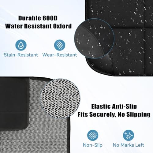 dre drive Car Seat Protector, Thick Padding and Upgraded Non-Slip Backing, 600D Waterproof Fabric Child Car Seat Cover with Mesh Pockets, No Imprints, Universal Fit for Car SUV Truck (Black 1pc) — view 3
