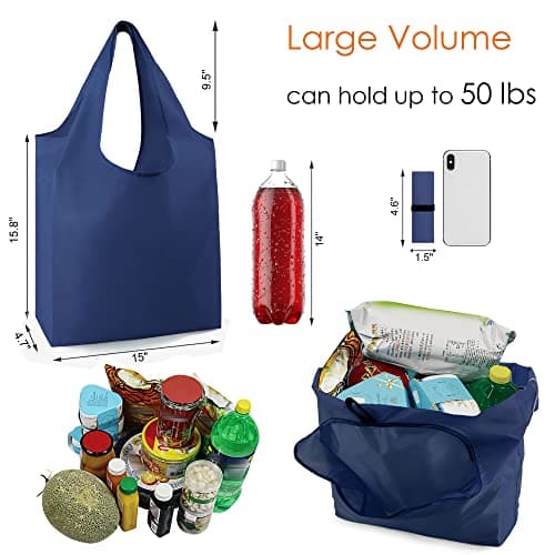 BeeGreen 12 Pack Bulk Reusable Grocery Bags Multicolor Durable Machine Washable Grocery Bags for Shopping X-Large 50LBS Heavy Duty Folding Reusable Bags Totes with Zipper Storage Bag — view 2